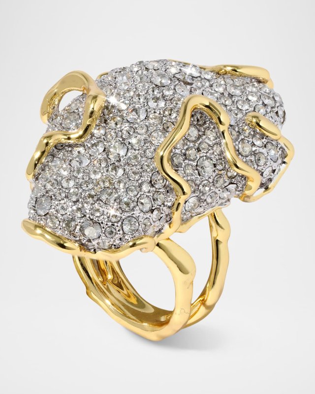 Solanales Large Crystal Pave Geode Ring